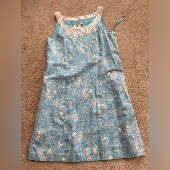 Ann Taylor LOFT Blue & White Floral Lace Trim Sleeveless Shift Dress Size 12 NWT - Picture 5 of 14